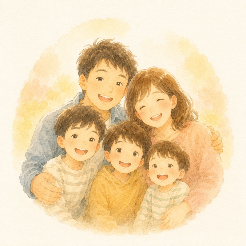 3兄弟のパパ家族イラスト