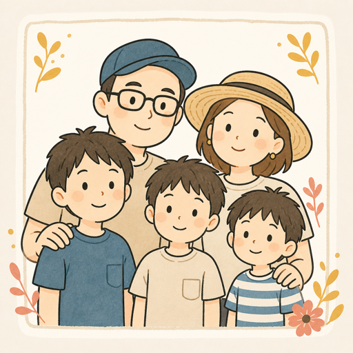 3兄弟のパパ家族イラスト